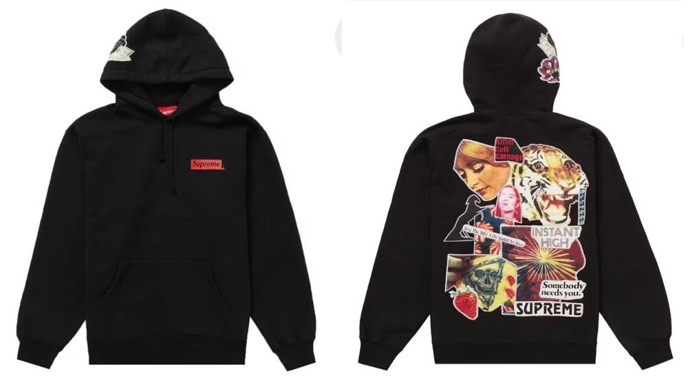 Supreme Instant High Patches Hoodie Black Graphic Sweatshirt Small FW23